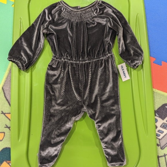 3/$25 NWT Grey velvet jumpsuit 12-18 months formal wedding Christmas photos - Picture 1 of 1
